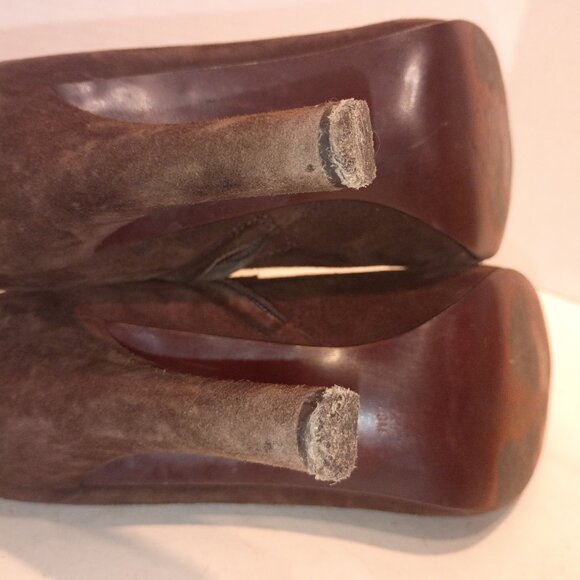 RALPH LAUREN LRL "Janae" Sz 8M Dark Brown Suede 4" High Heel Booties - Picture 12 of 12